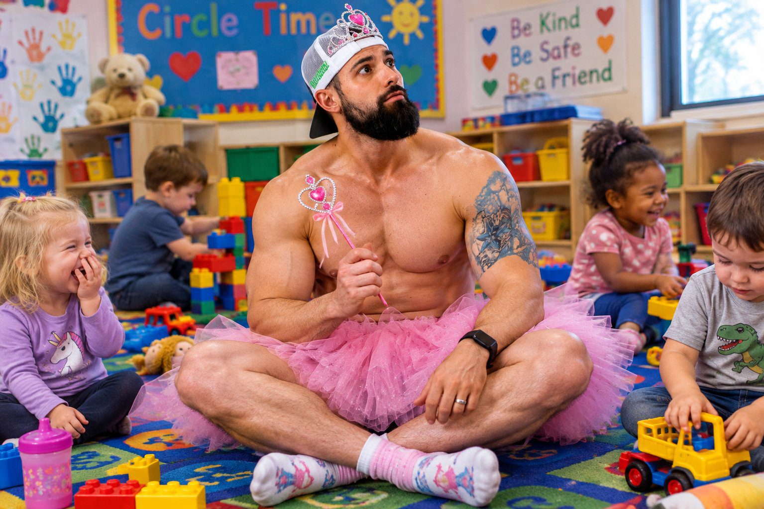 Father fitness: strong enough to wear the tutu